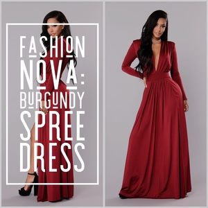 Fashion Nova: Spree Dress - Burgundy